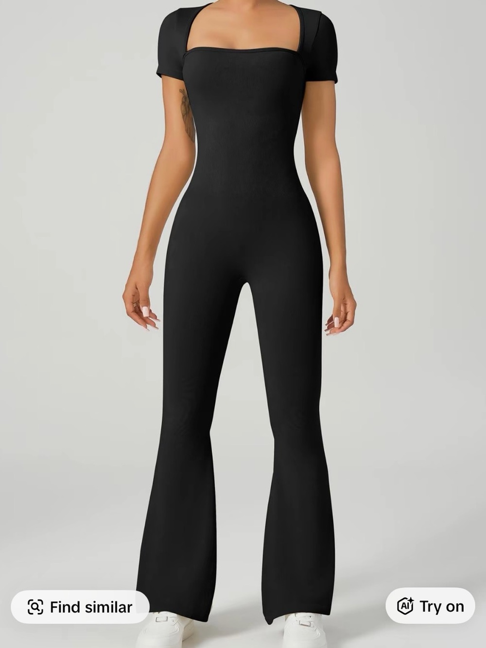 Women’s Black Square-Neck Jumpsuit